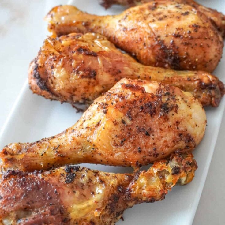 plated air fryer chicken legs