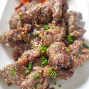 plated air fryer steak bites