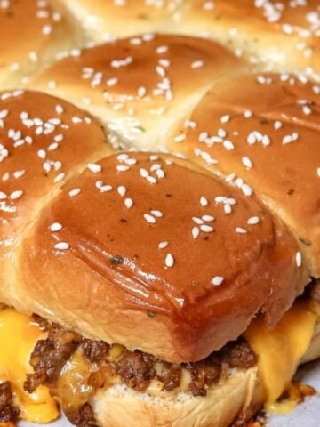 close up view of cheeseburger sliders