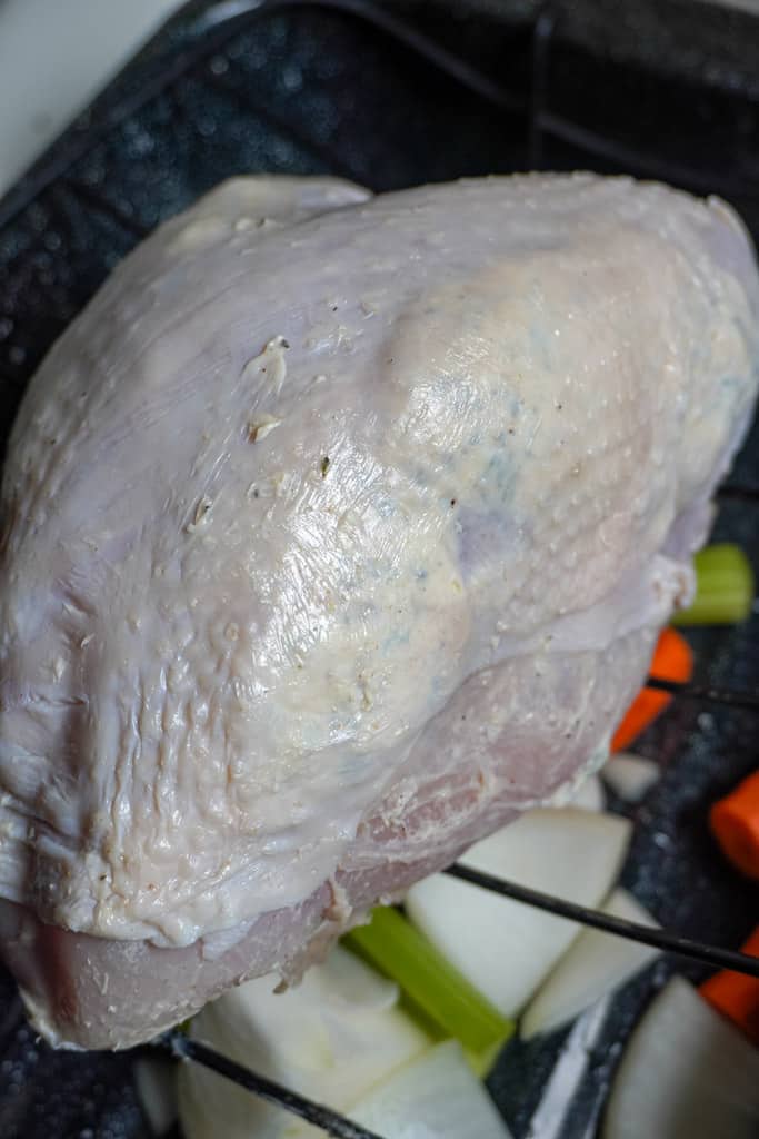 close up view of raw turkey breast