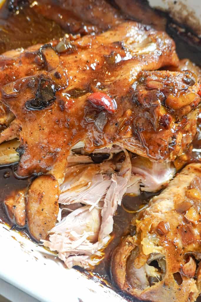 close up view of smothered turkey wings