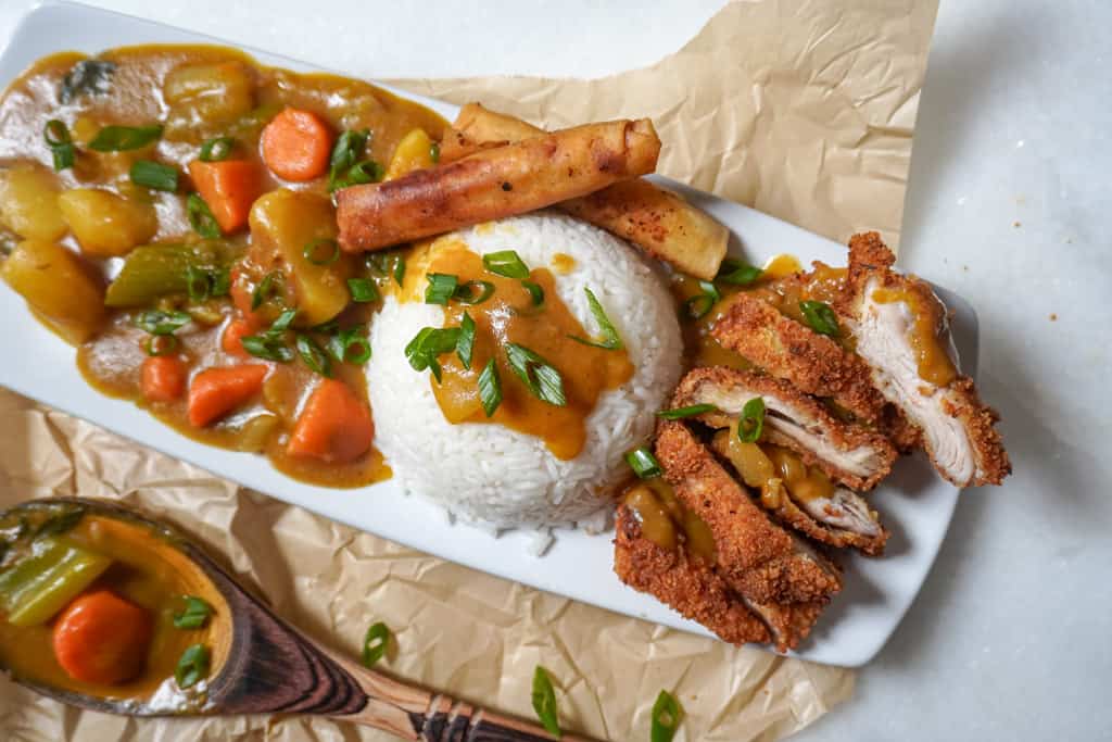 plated chicken katsu meal