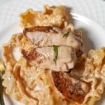 plated blackened chicken alfredo
