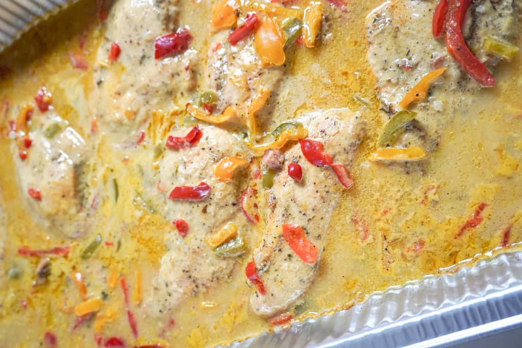 smothered chicken breast before baking