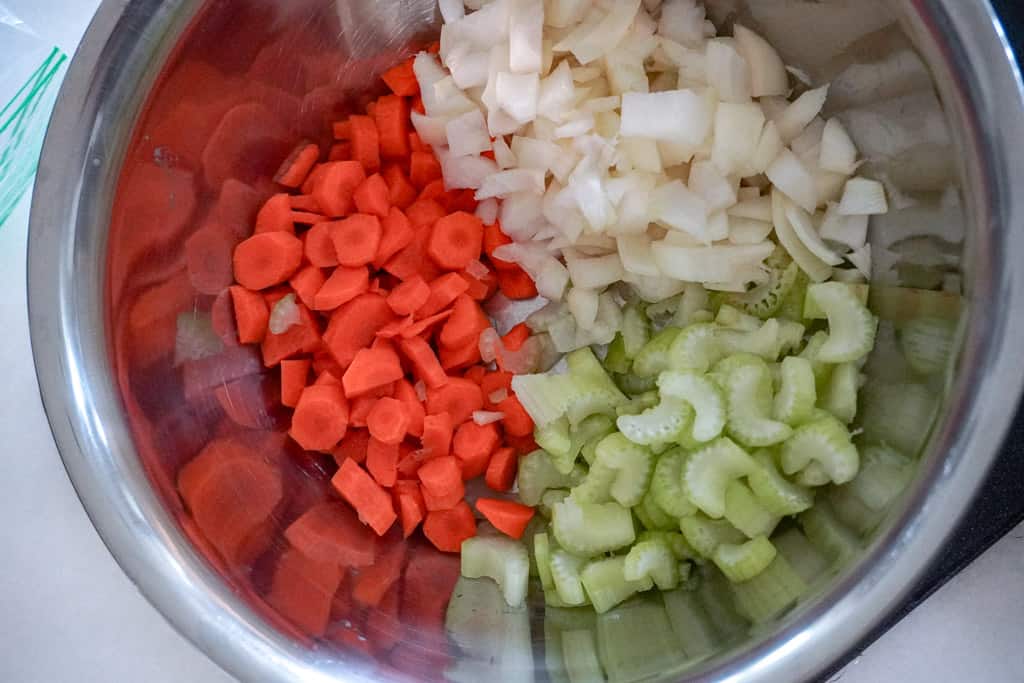 diced veggies in a bowl for soup