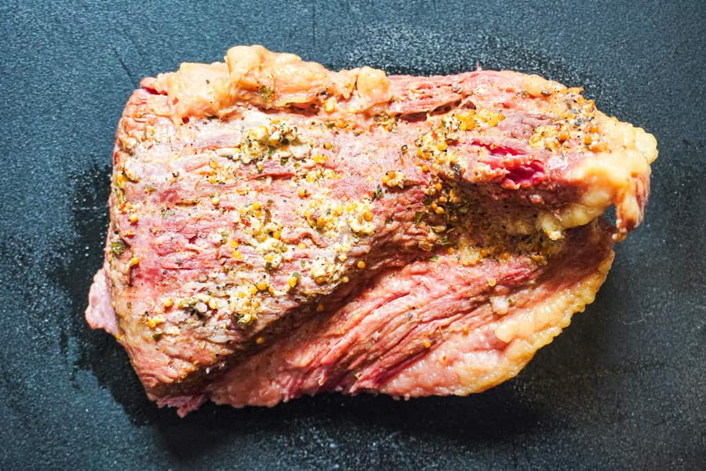 raw, seasoned corned beef