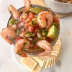 close up view of Mexican shrimp cocktail