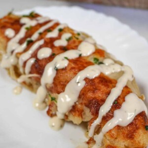 plate of Sour Cream Chicken Enchiladas