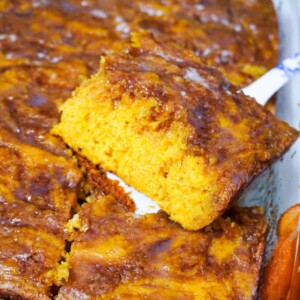 piece of pumpkin honey bun cake
