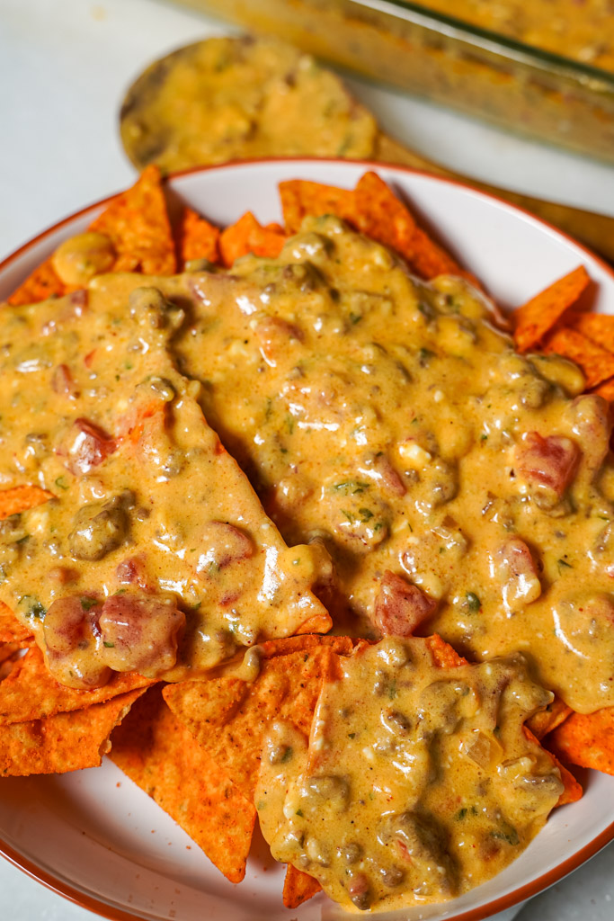 rotel dip on nacho doritos