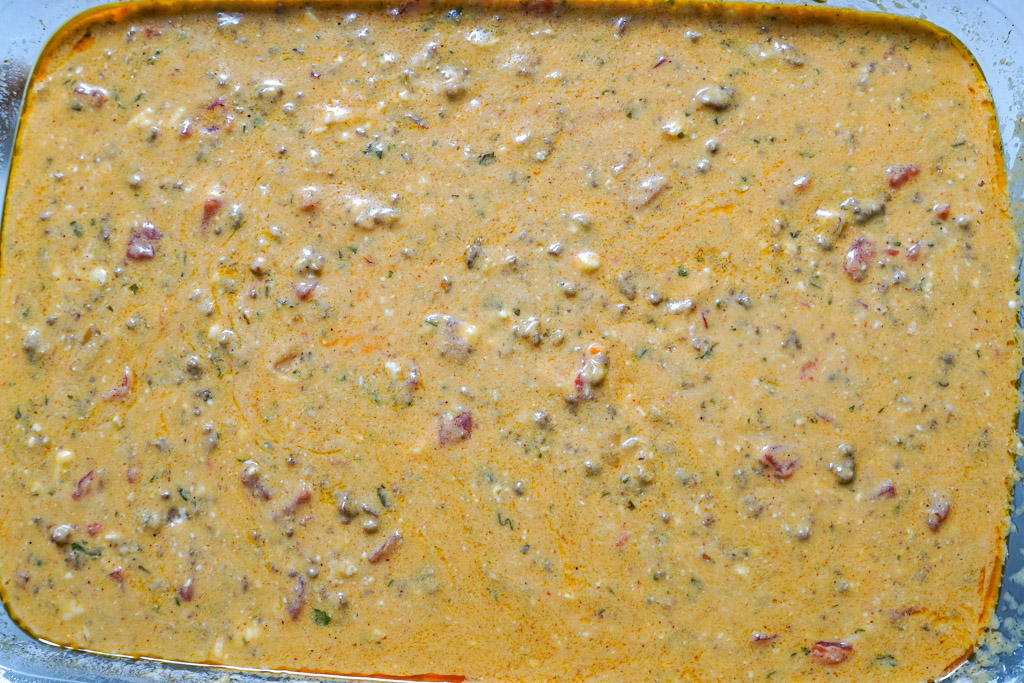 cheese dip in a baking dish