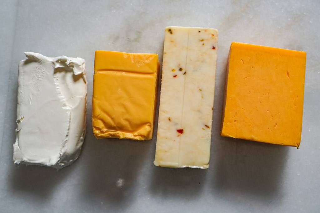 blocks of cheese to make rotel dip for nachos