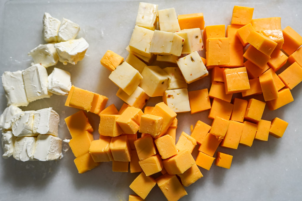 cubed up cheese to make rotel dip