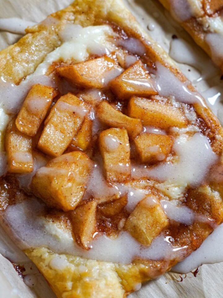 close up of an apple danish