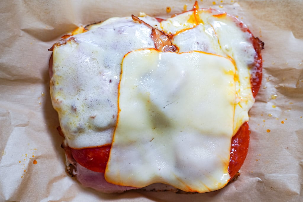 melted cheese on lunch meat