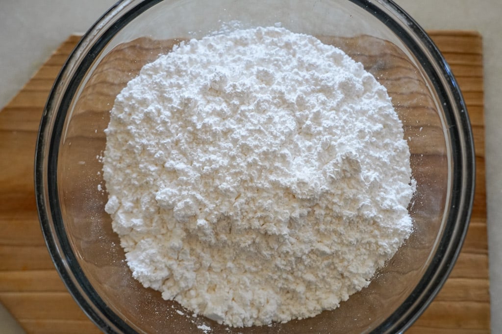 powdered sugar and vanilla extract in a bowl to make glaze
