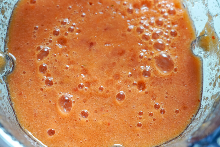 sauce for albondigas soup in a blender