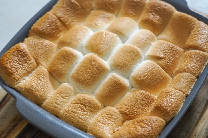 cookie skillet with browned marshmallows on top