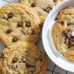 brown butter chocolate chip cookies on a cooling rack